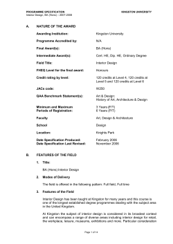 Interior Design - Programme Specifications