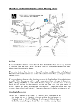 Directions to Wolverhampton Friends Meeting House