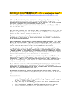 READING COMPREHENSION &ndash; CV or application form? dowloaded