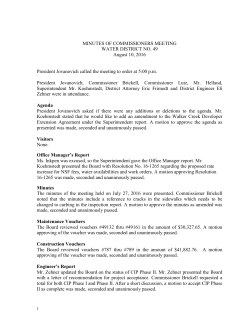 MINUTES OF COMMISSIONERS MEETING WATER DISTRICT NO