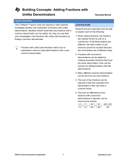 Adding Fractions With Unlike Denominators - TI Education