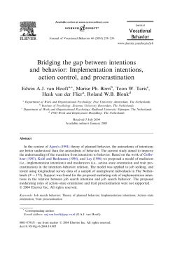 Bridging the gap between intentions and behavior