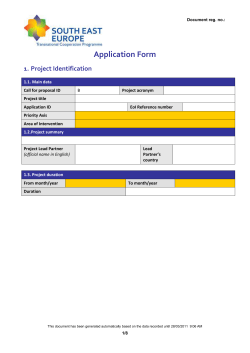 Application Form - South East Europe programme