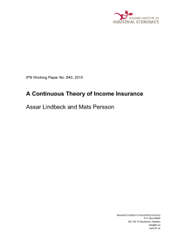 A Continuous Theory of Income Insurance Assar Lindbeck and Mats
