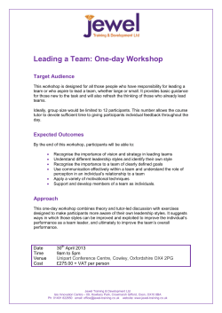 Leading a Team: One-day Workshop