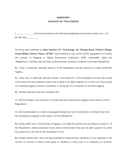 ANNEXURE I AFFIDAVIT BY THE STUDENT I, (full name of student