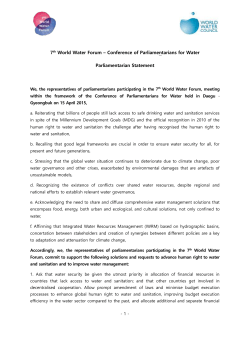 7th World Water Forum &ndash; Conference of Parliamentarians for Water
