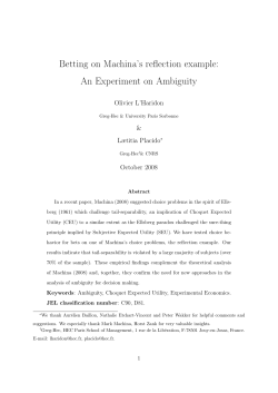 Betting on Machina`s reflection example: An Experiment