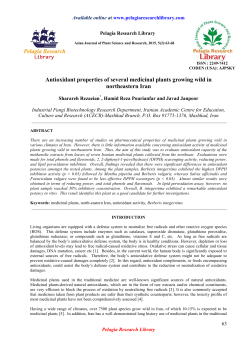 Antioxidant properties of several medicinal plants