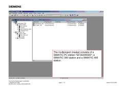 The multiproject created consists of a SIMATIC PC station