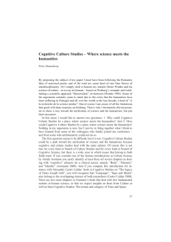 Cognitive Culture Studies &ndash; Where science meets the humanities