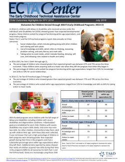 Child Outcomes Highlights - The Early Childhood Technical