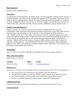 Biochemistry - Yale Summer Session