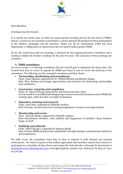 Dear Members, Greetings from the Council. It is exactly two weeks