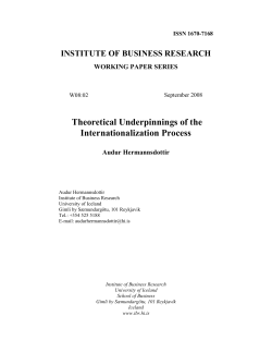 Theoretical Underpinnings of the Internationalization Process