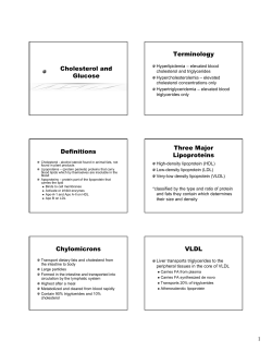 Cholesterol and Glucose Terminology Definitions Three Major