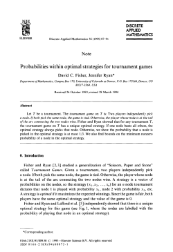 Probabilities within optimal strategies for tournament games