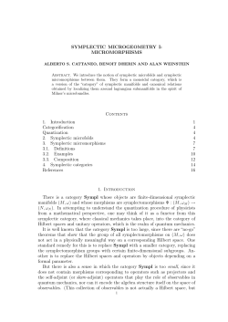 SYMPLECTIC MICROGEOMETRY I: MICROMORPHISMS Contents