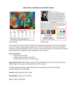 Call for Artists &ndash; Columbus Arts Council 2017 Calendar Front