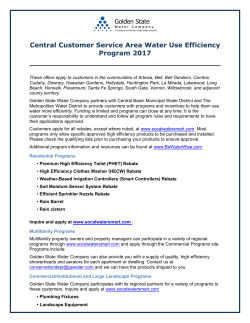 Central Customer Service Area Water Use Efficiency Program 2017