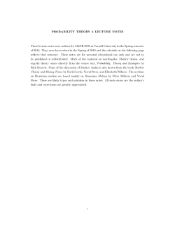 Probability Theory 2 Lecture Notes - Cornell Math