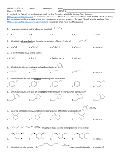CHEM 2322/2325 Exam 2 Version A Name: March 21, 2016 UTEP