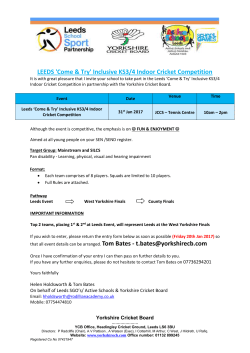 LEEDS Inclusive Indoor KS3/4 Cricket Invite
