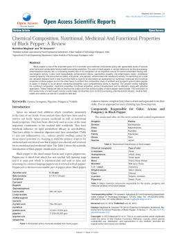 Chemical Composition, Nutritional, Medicinal And Functional
