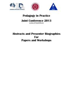 Pedagogy in Practice Joint Conference 2013 Abstracts