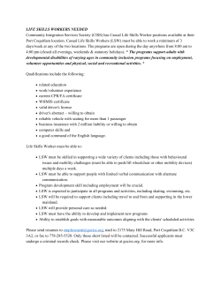 LIFE SKILLS WORKERS NEEDED Community