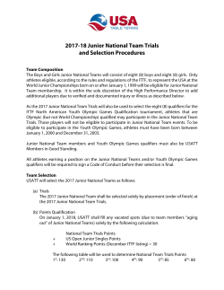 2017-18 Junior National Team Trials and Selection