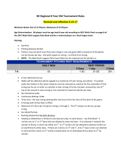 NE Regional 8 Year Old Tournament Rules Revised and effective 6