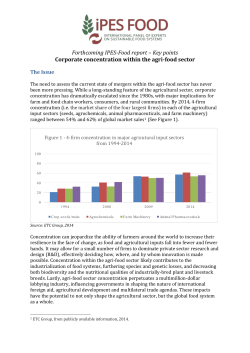 Forthcoming IPES-Food report &ndash; Key points Corporate concentration