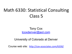 Statistical Consulting - Cox Associates Consulting