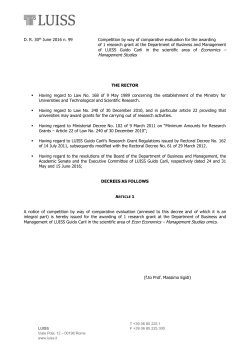 Call for application - Dipartimento di Impresa e Management