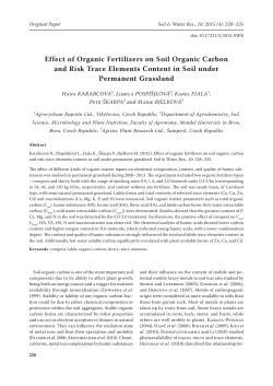 Effect of Organic Fertilizers on Soil Organic Carbon and Risk Trace