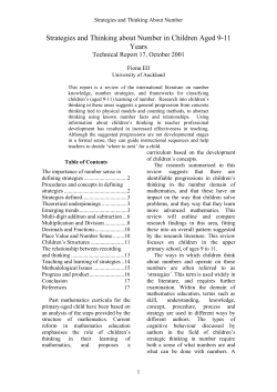 Strategies and Thinking about Number in