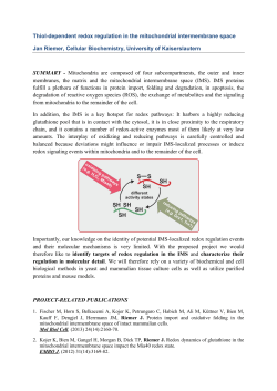 Thiol-dependent redox regulation in the mitochondrial