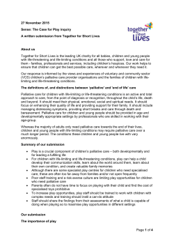 Page 1 of 4 27 November 2015 Sense: The Case for Play inquiry A