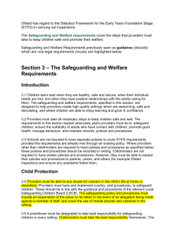 Section 3 &ndash; The Safeguarding and Welfare Requirements
