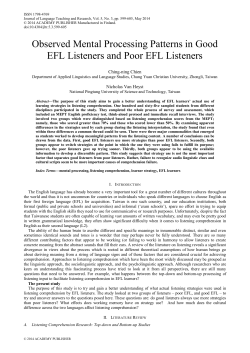 Observed Mental Processing Patterns in Good EFL Listeners and