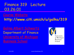 Finance 319 Lecture Notes