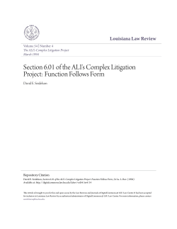 Section 6.01 of the ALI`s Complex Litigation Project: Function