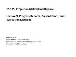 CS 175, Project in Artificial Intelligence Lecture 9