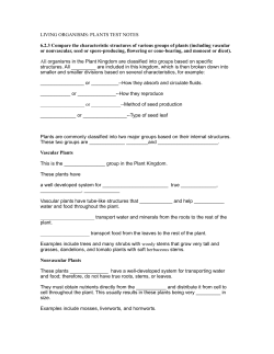 LIVING ORGANISMS: PLANTS TEST NOTES 6.2.3 Compare the