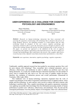 User Experience As A Challenge for Cognitive Psychology