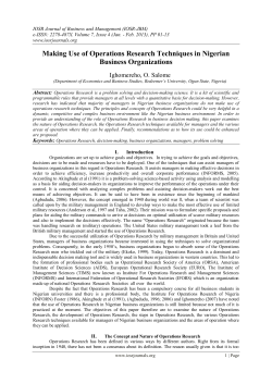 the utilisation and integration of operations research