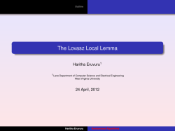 The Lovasz Local Lemma - West Virginia University