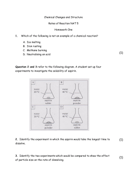 Chemical Changes and Structure Rates of Reaction NAT 5