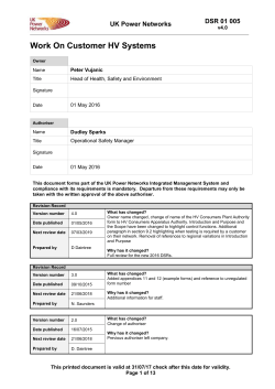 DSR 01 005 Work On Customer HV Systems
